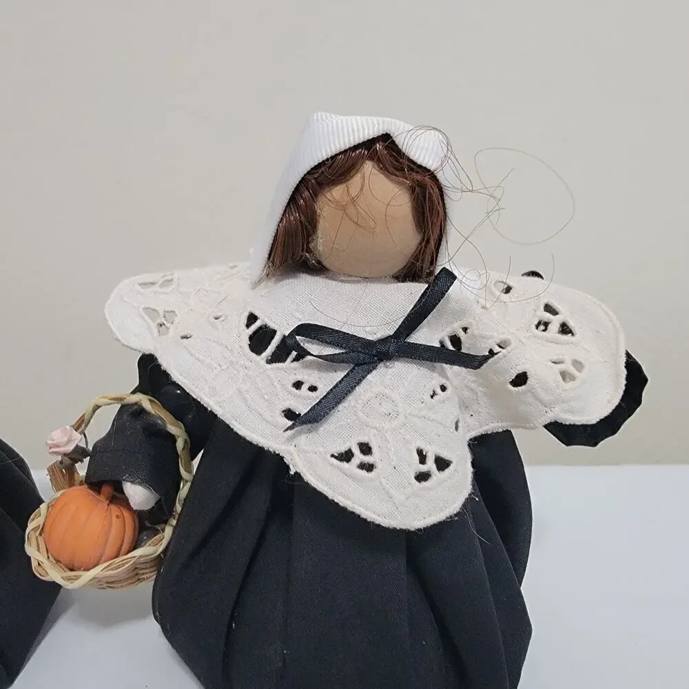 Vintage Thanksgiving Autumn Fall Bean Bag Pilgrim Decorations Set of 2